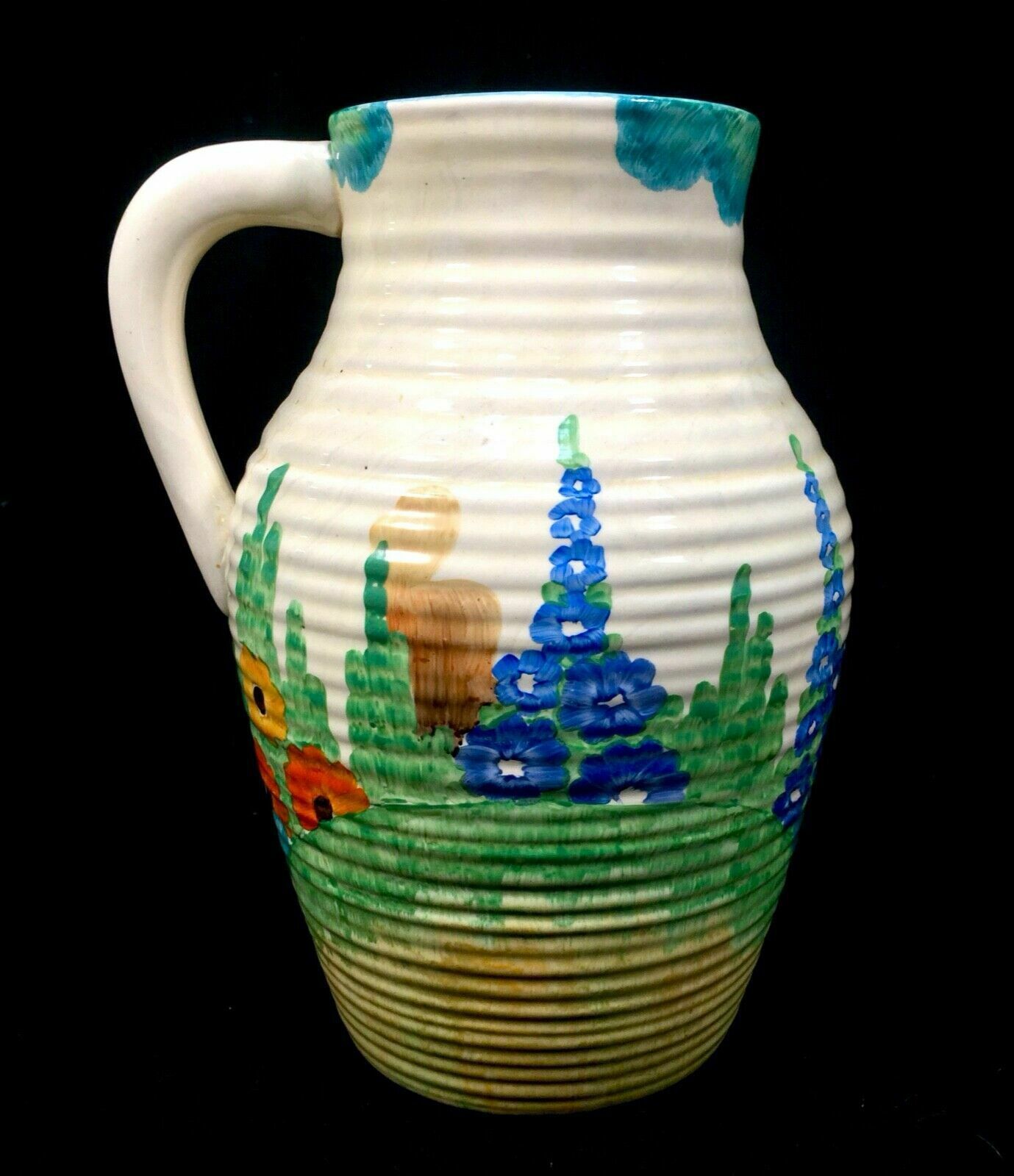 Antique Clarice Cliff   Sandon Lotus Jug Large / C1933 Art Deco Pottery Bizarre photo vinterior