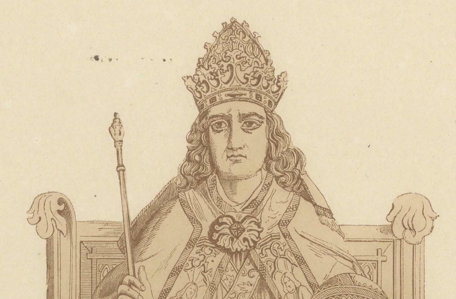 Louis The Bavarian In Sepia Tones: Sovereignty Enthroned, 1847 photo for sale