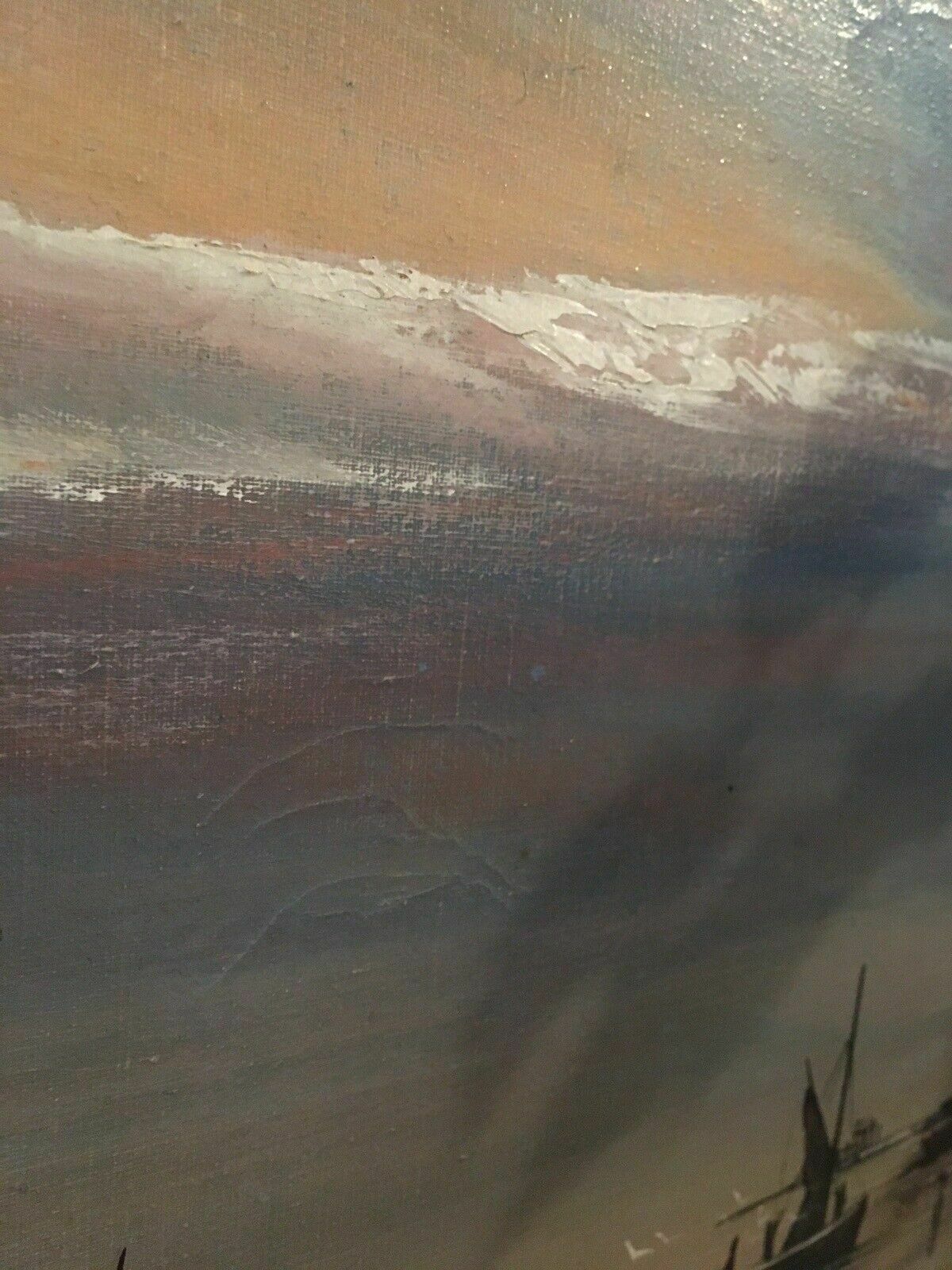 photo for sale Ken Hammond Mid Century Nautical Maritime Panoramic Original Oil Painting 1970s