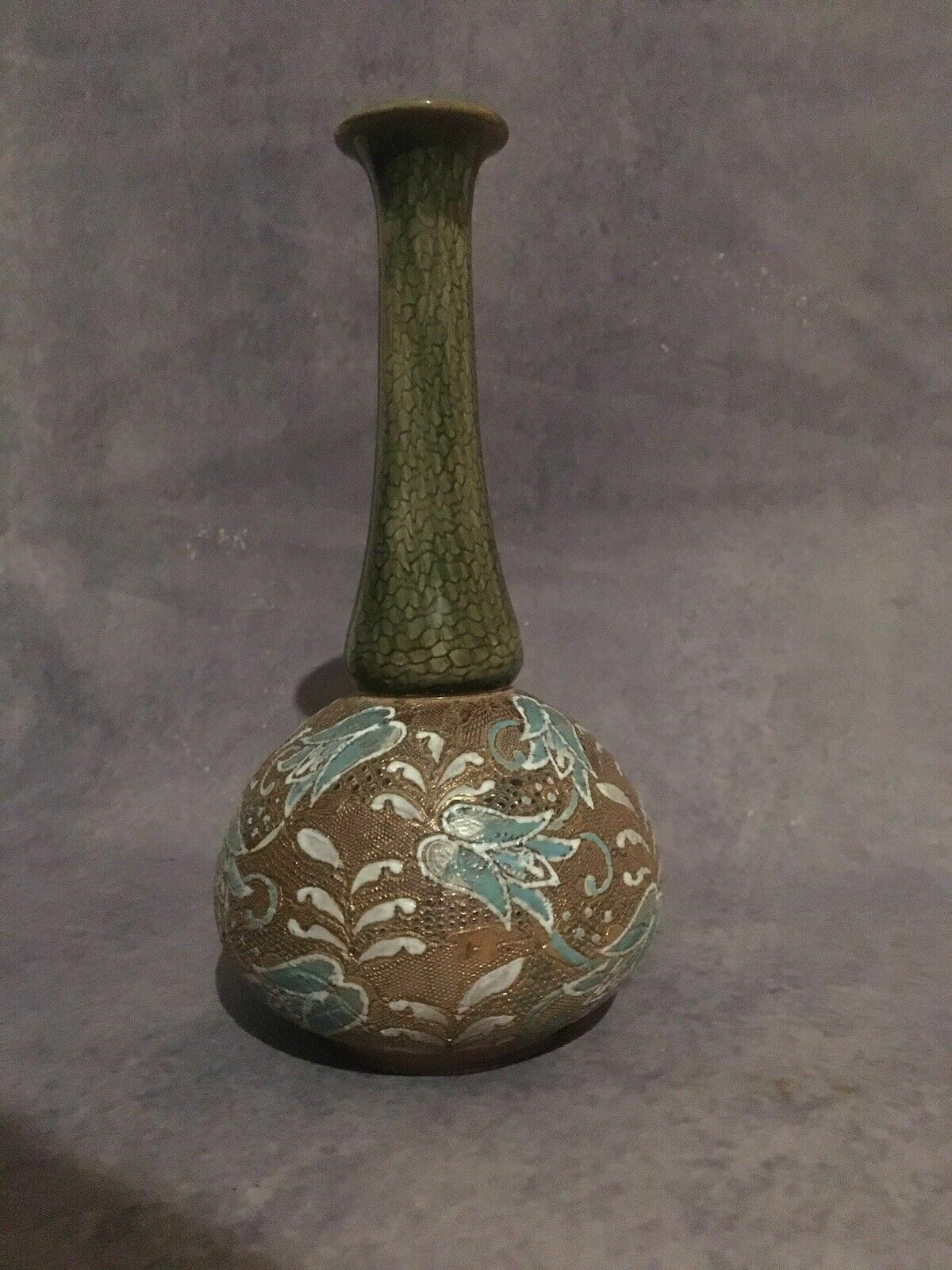 Antique Doulton Lambeth Slaters Vase Victorian Stoneware Pottery