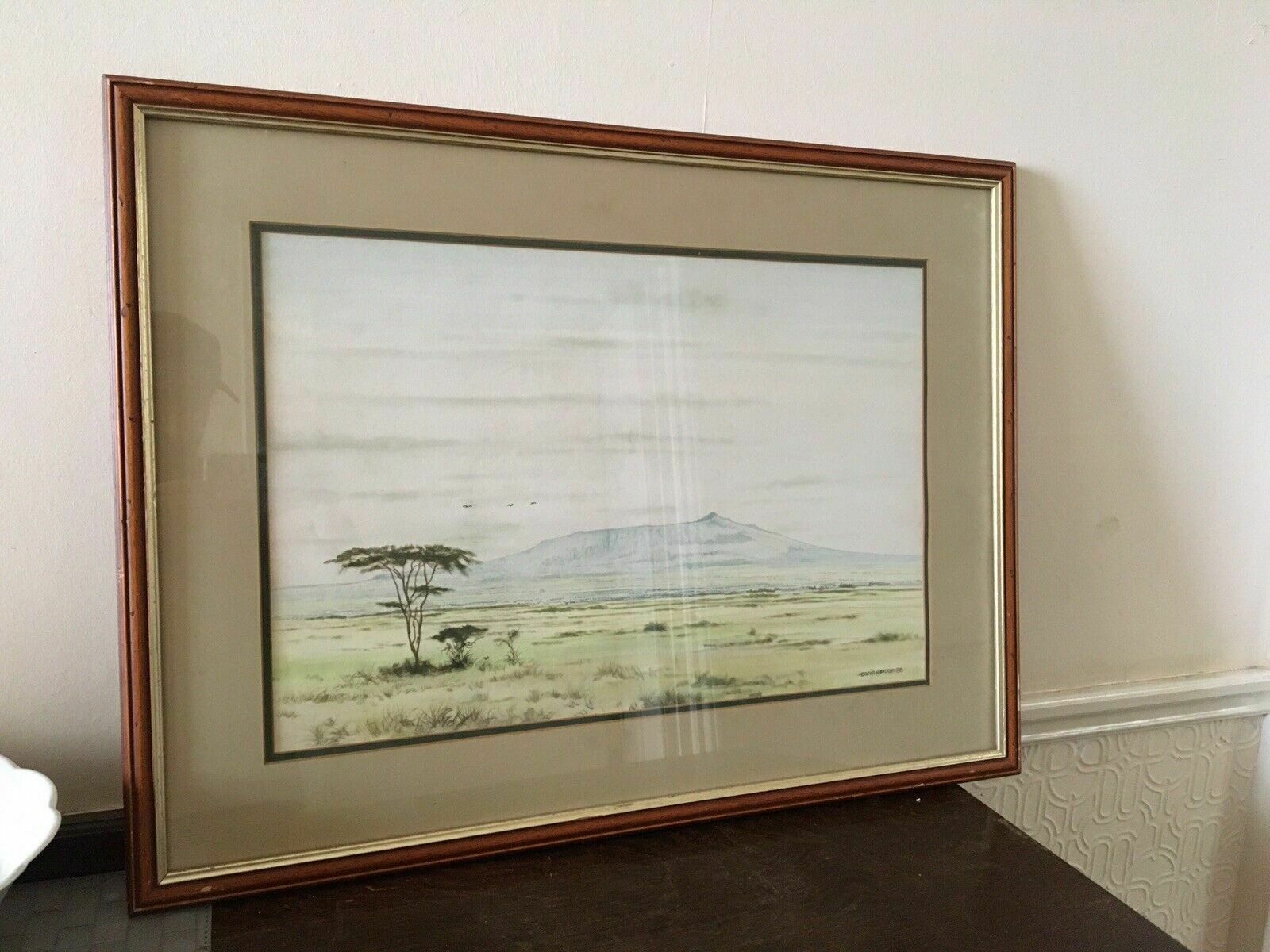 Art Daniel Njoroge Kenya Artist Wildlife Watercolour Original Paining Framed photo