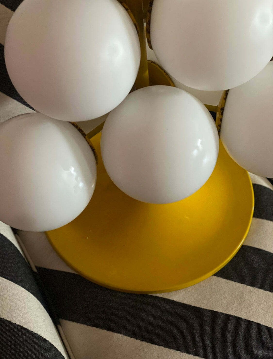 Rare Kaiser Leuchten Yellow Metal Pendant Light 10 Globe C.1960 photo for sale