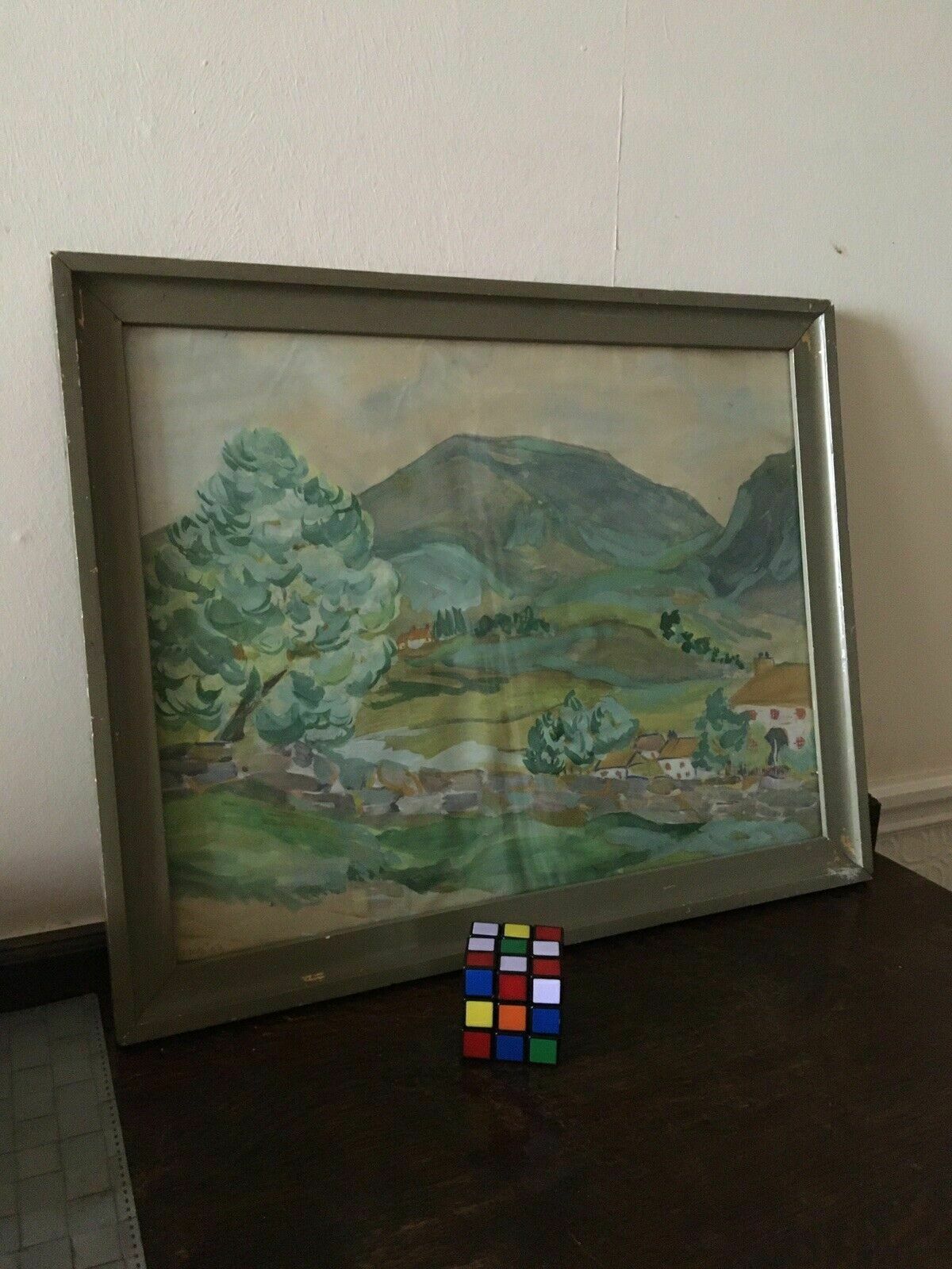 95.0 Mid Century Cezanne Style Fauvism Landscape Painting On Paper Signed Noble 1953 photo