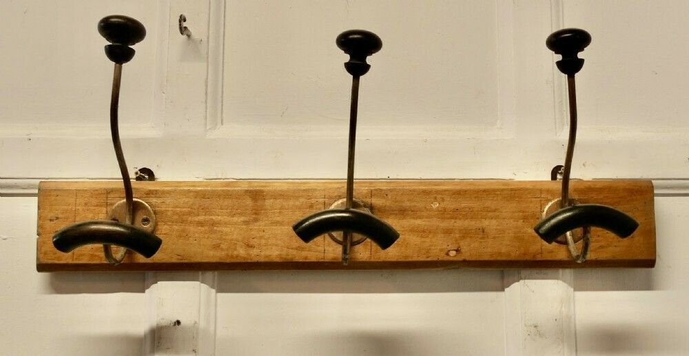 Row Of 3 French Bentwood And Turned Wood Coat Hooks photo furniture