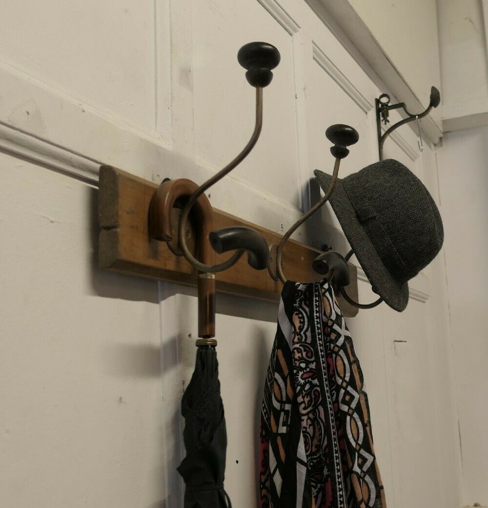Row Of 3 French Bentwood And Turned Wood Coat Hooks photo 300.0