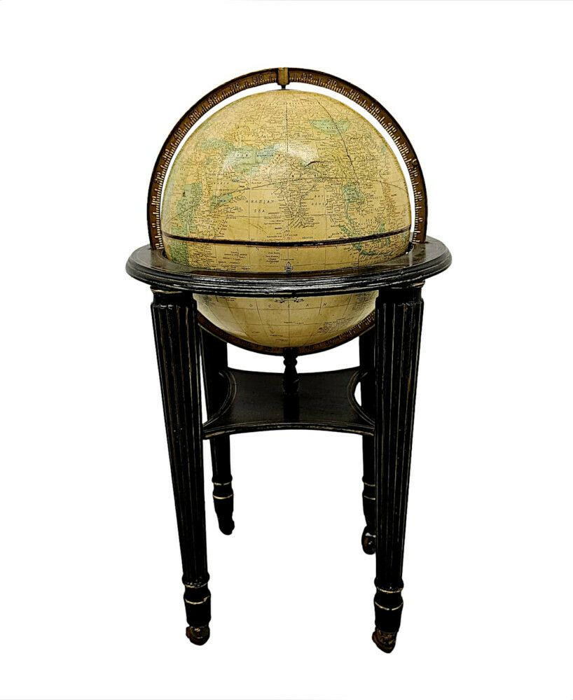 A Lovely Rare Vintage 'Crams' Imperial Globe On Earlier 19th Century Ebonised And Gilded Stand photo furniture