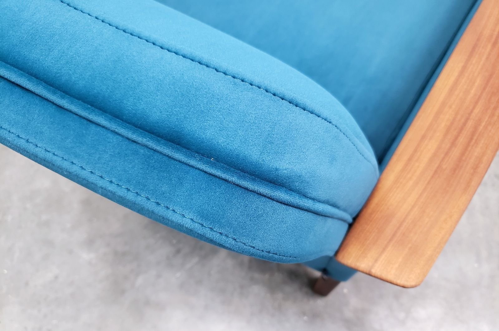 1960 Mid Century Danish Teak Lounger In Teal Velvet photo furniture
