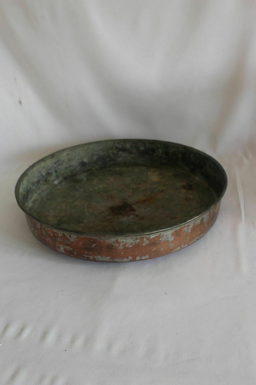 Antique French Copper Escargot/Cake/Frying Pan Old Style Tin Lined 35 Cm photo Home Decor
