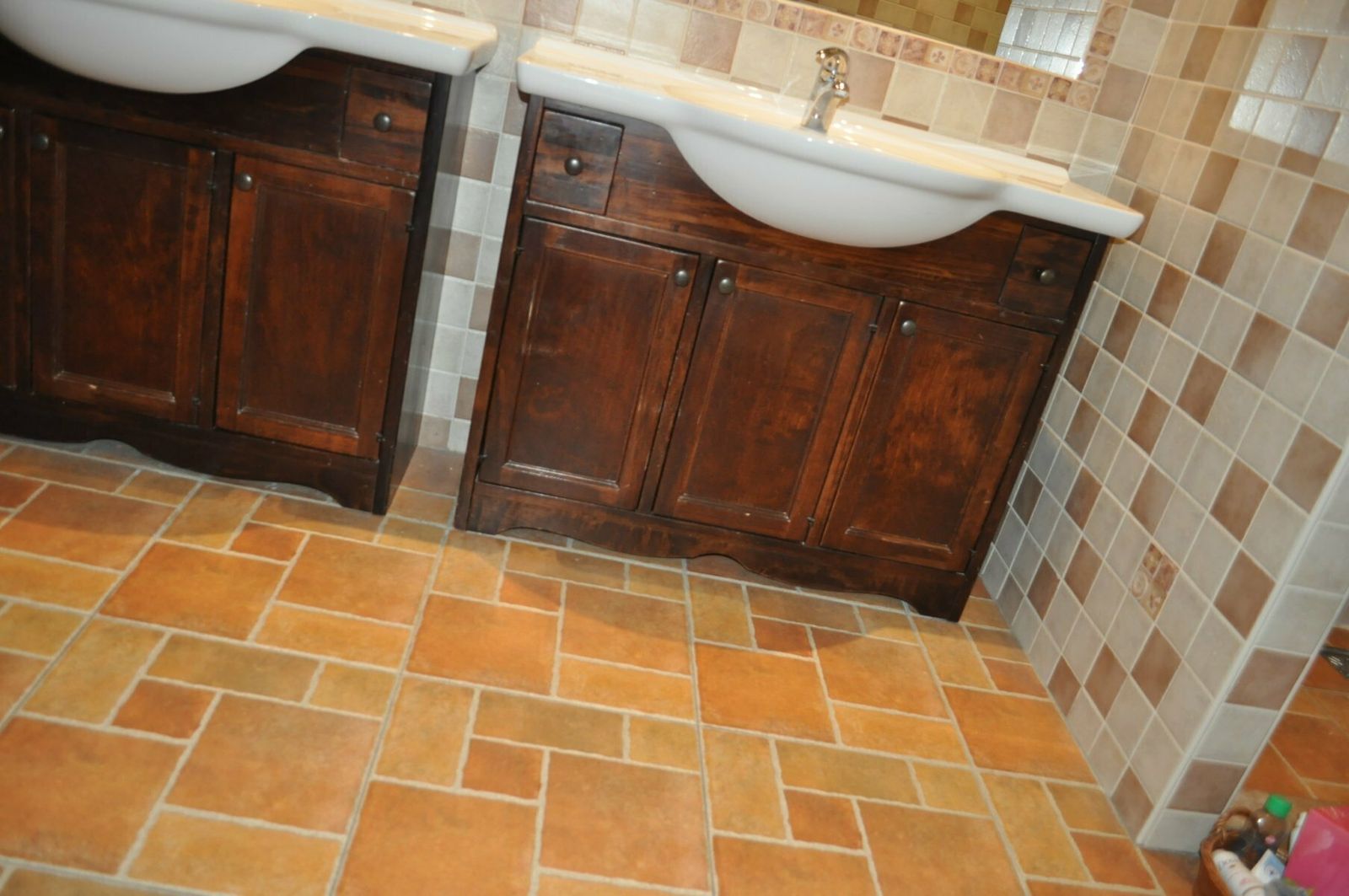Vintage Poplar Wood Vanity Cabinet With Wash Basin, 1960s, Set Of 2 photo Furniture