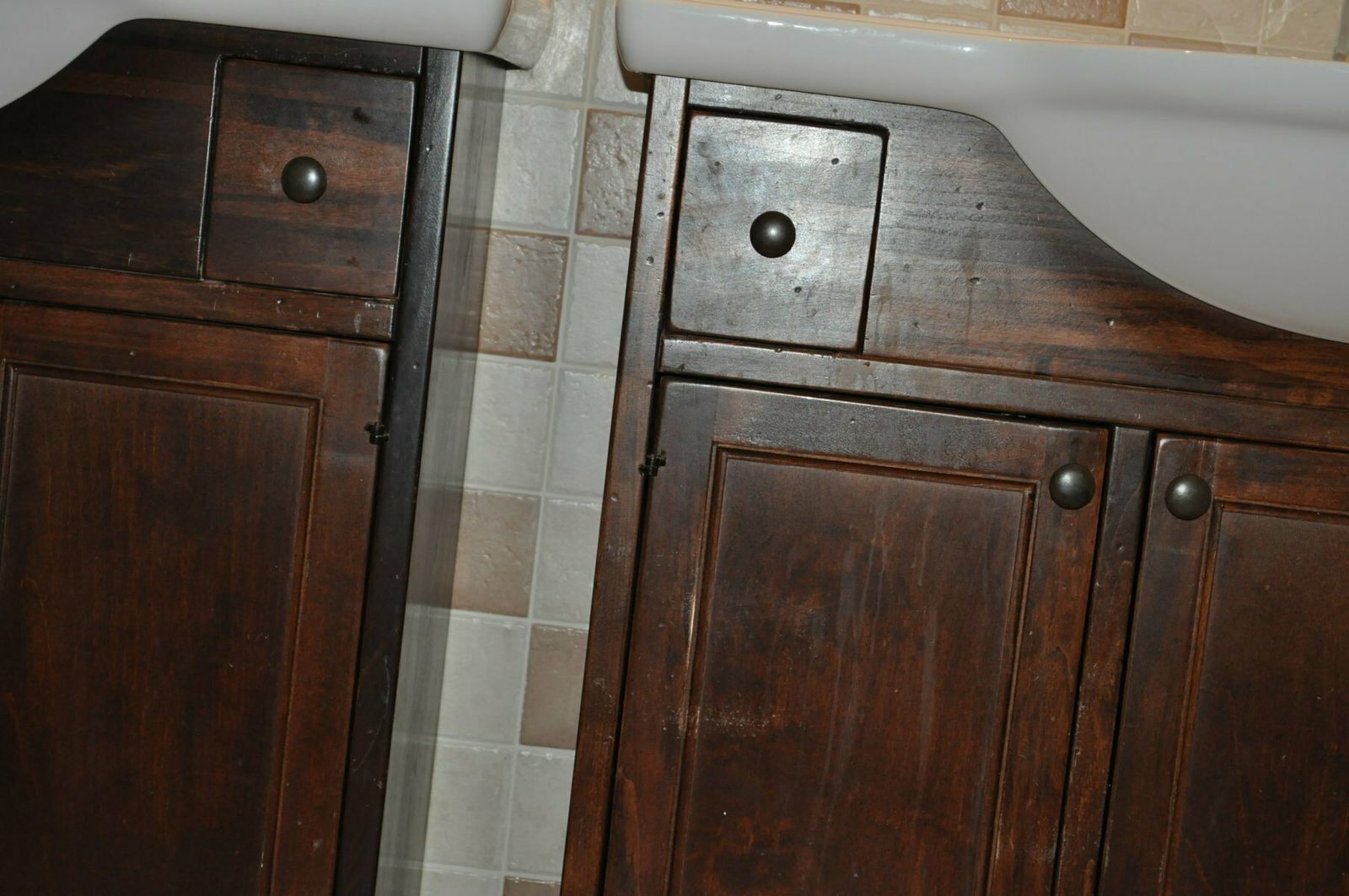 Vintage Poplar Wood Vanity Cabinet With Wash Basin, 1960s, Set Of 2 photo 4671.0