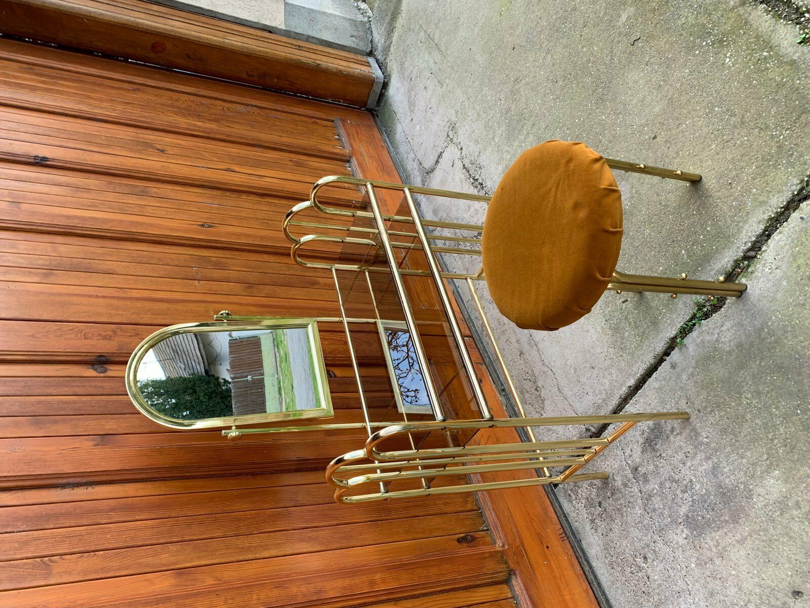 Vintage Dressing Table And Stool In Brass, 1950s, Set Of 2 photo 1740.0