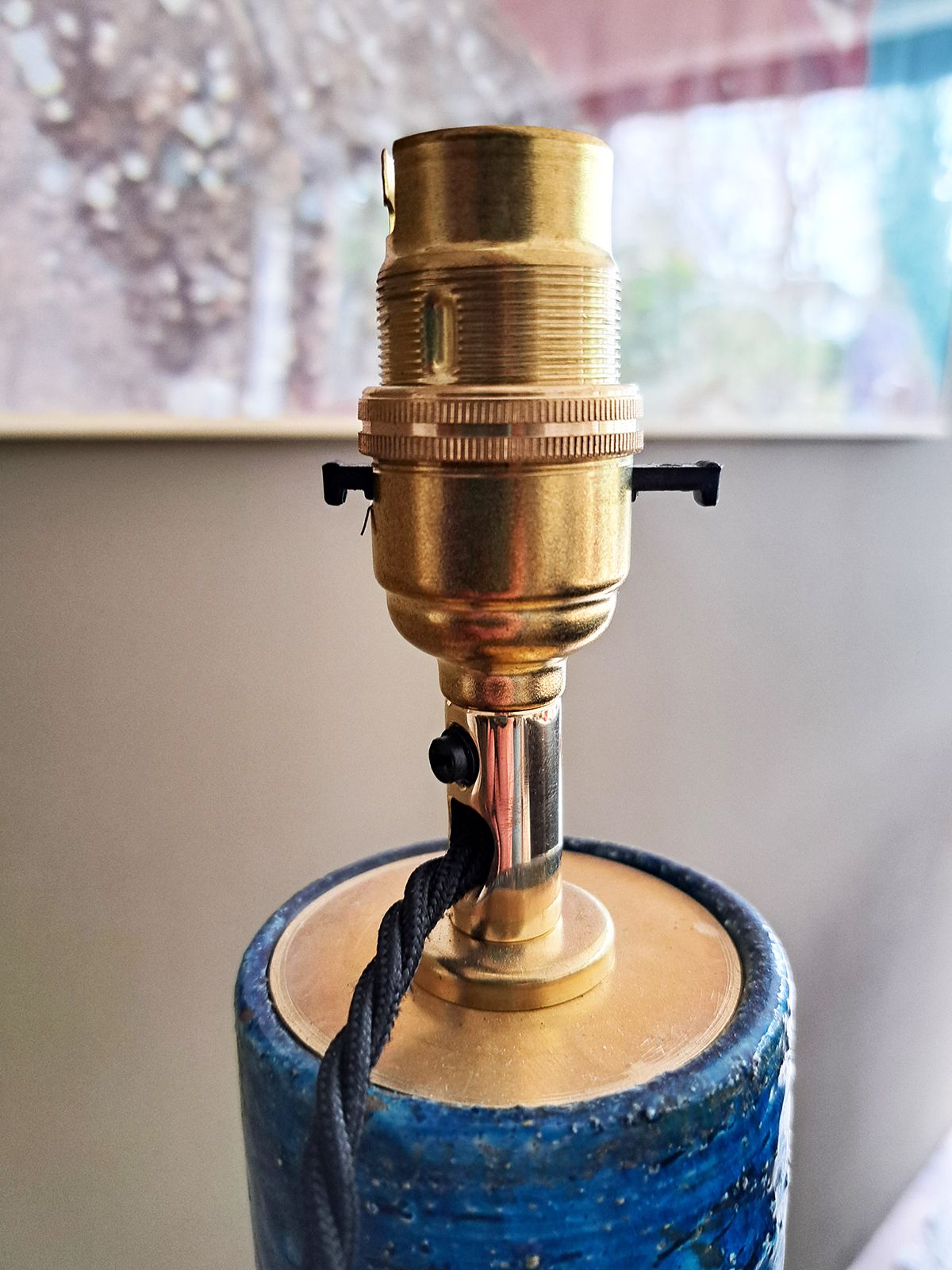 Blue Ceramic Table Lamp By Aldo Londi For Bitossi, 1960s photo Lighting