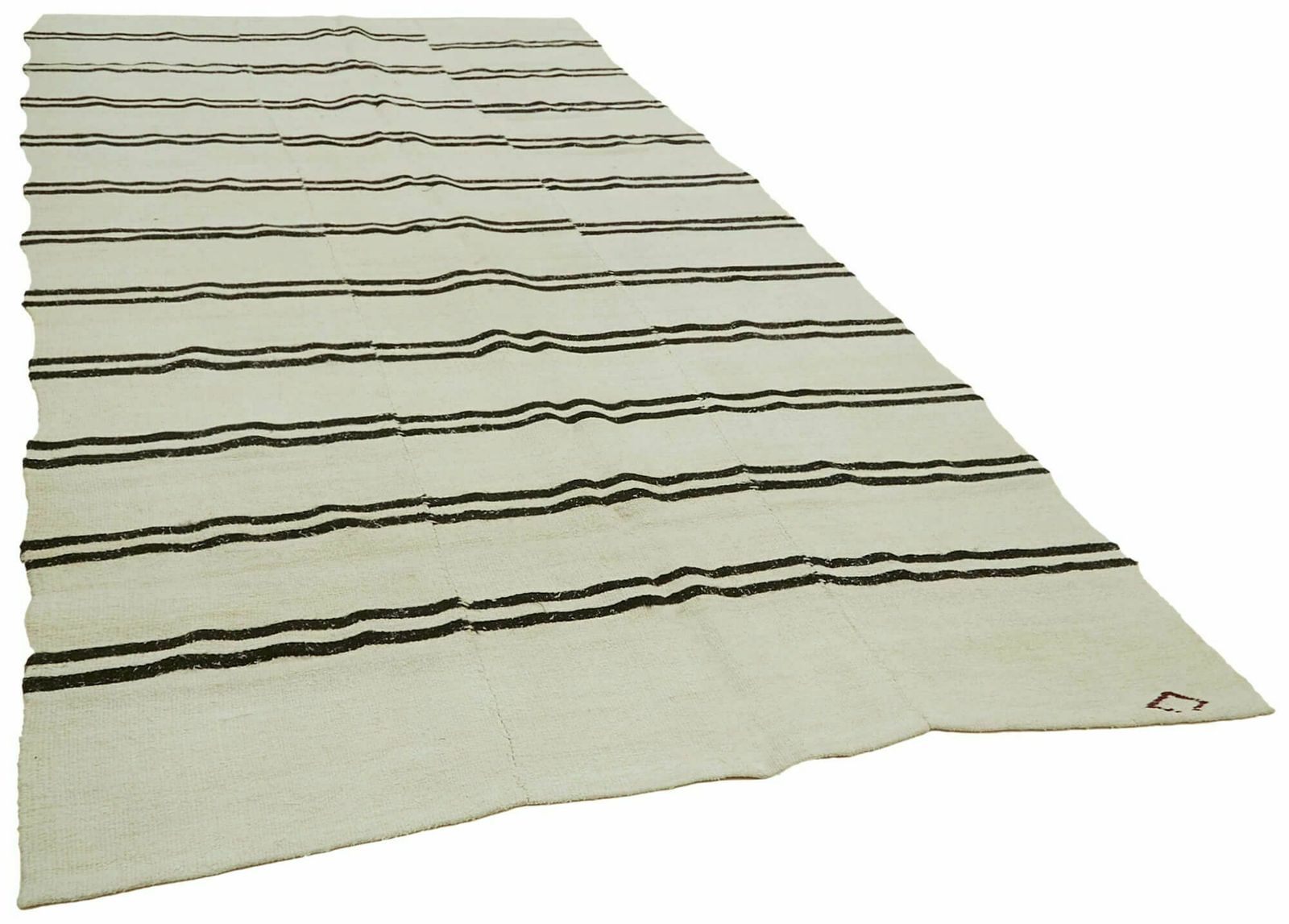 Handmade Vintage White Hemp Kilim Rug 196 Cm X 385 Cm photo furniture