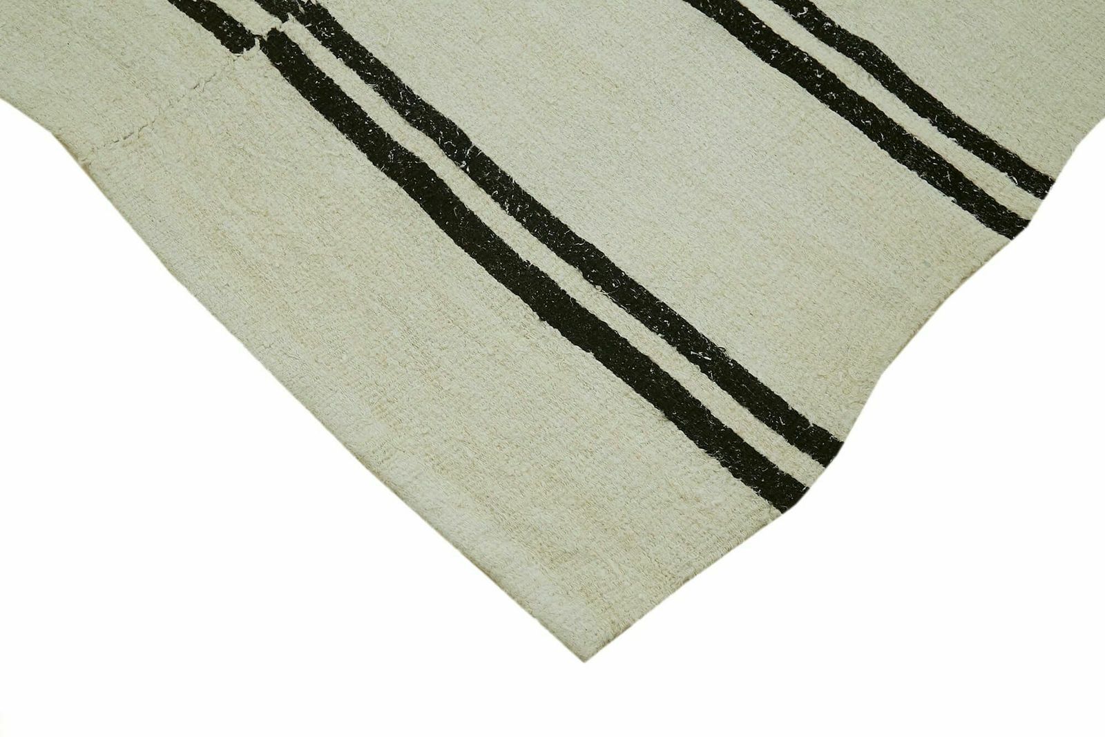 Handmade Vintage White Hemp Kilim Rug 196 Cm X 385 Cm photo Textiles