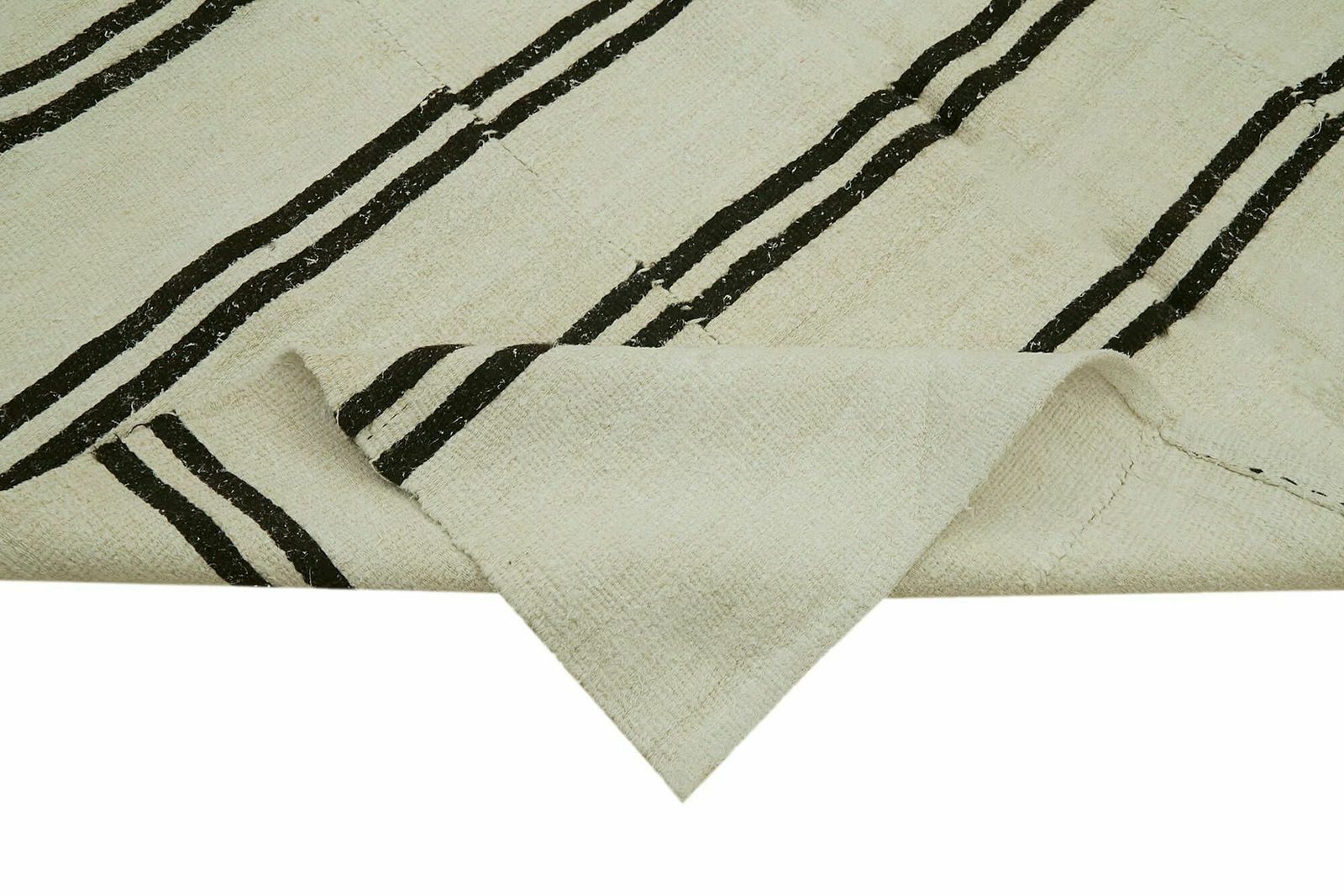 Handmade Vintage White Hemp Kilim Rug 196 Cm X 385 Cm photo vinterior