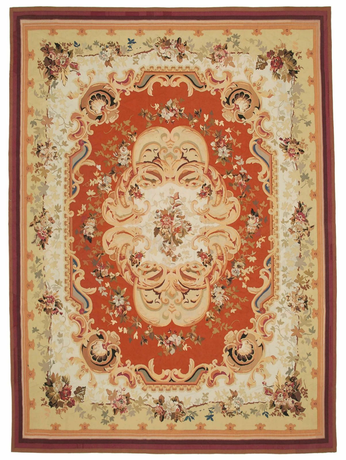 Handwoven Flatweave Beige Aubusson Kilim 304 Cm X 424 Cm