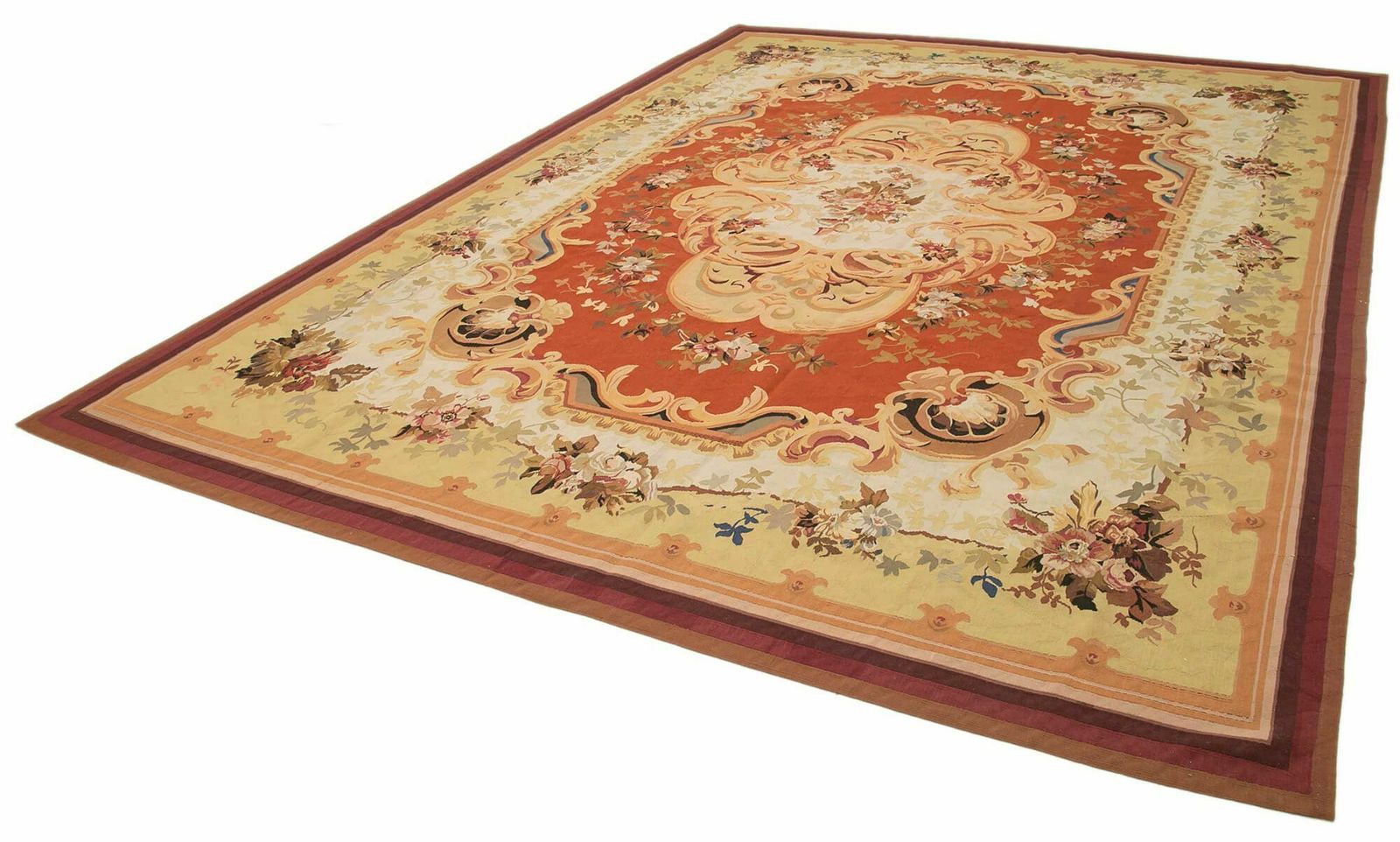 Handwoven Flatweave Beige Aubusson Kilim 304 Cm X 424 Cm photo for sale