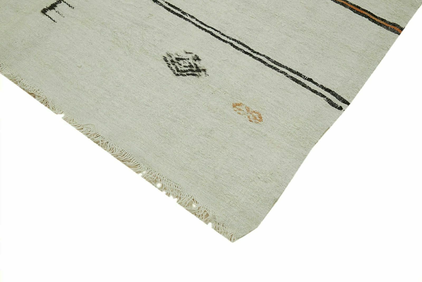 Handmade Vintage White Hemp Kilim Rug 178 Cm X 372 Cm photo Textiles