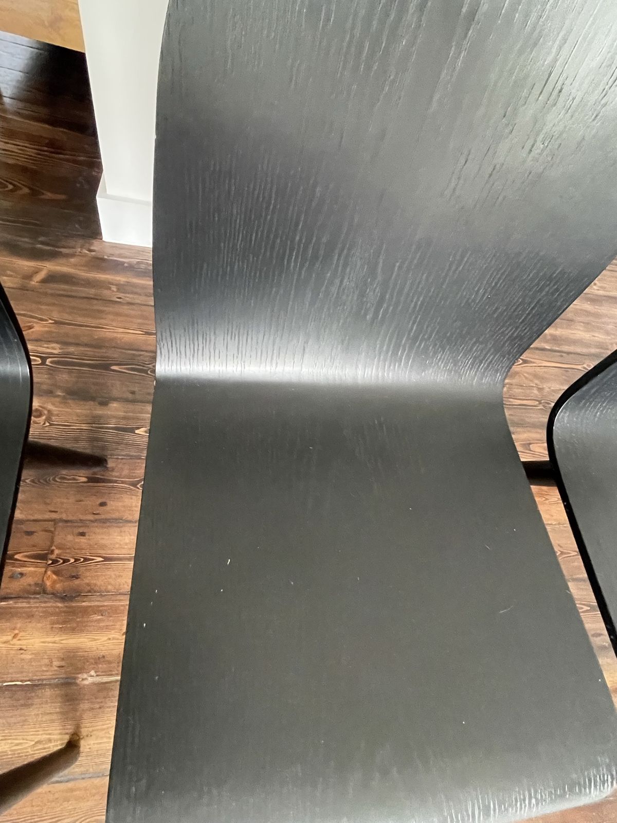 photo for sale Dining Chairs With Bent Black Oak Seat And Round Solid Wood Legs. Set Of 4or 6