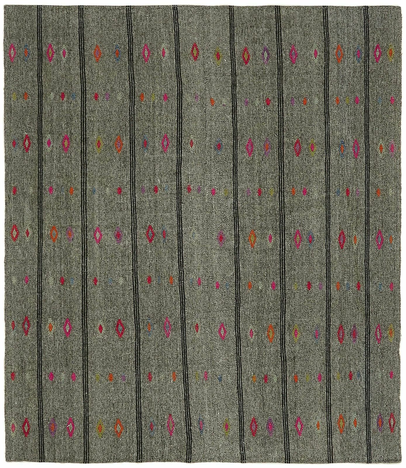 Handmade Oriental Grey Anatolian Kilim Rug 228 Cm X 263 Cm
