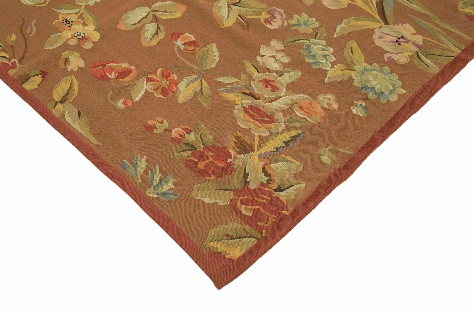 Handwoven European Brown Aubusson Kilim 280 Cm X 354 Cm photo Textiles