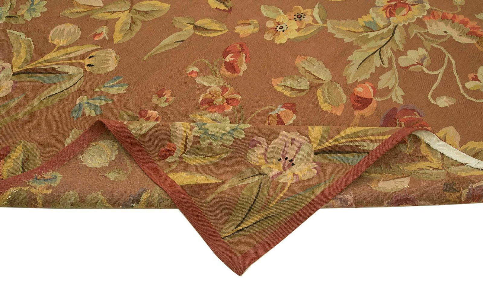 Handwoven European Brown Aubusson Kilim 280 Cm X 354 Cm photo vinterior