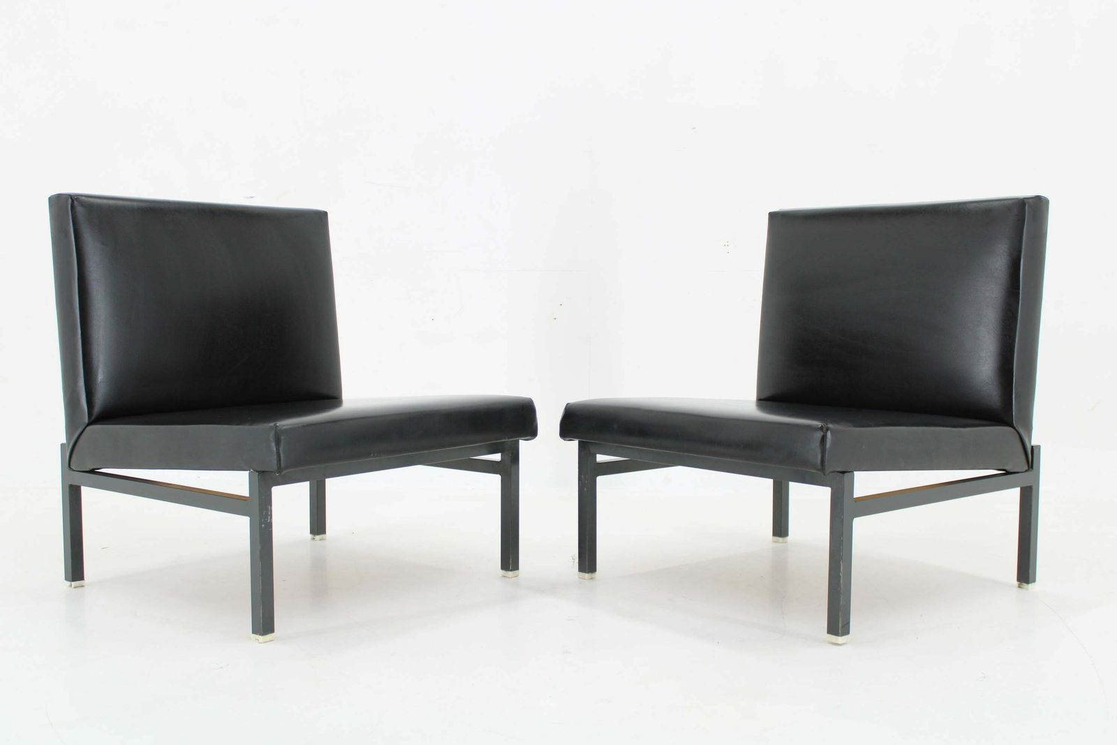 1970s Pair Of Leatherette Lounge Chairs Czechoslovakia photo furniture