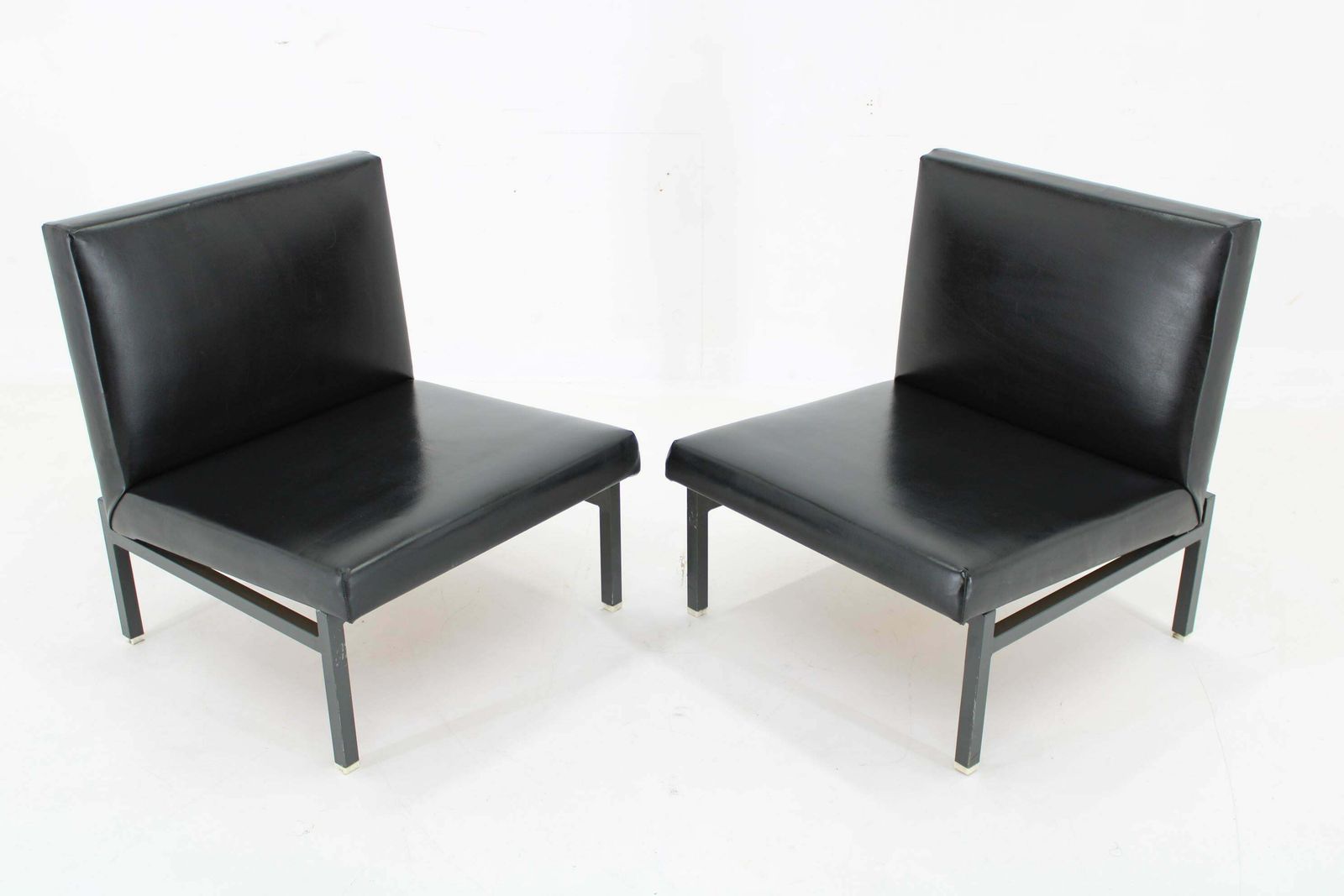 1970s Pair Of Leatherette Lounge Chairs Czechoslovakia photo for sale