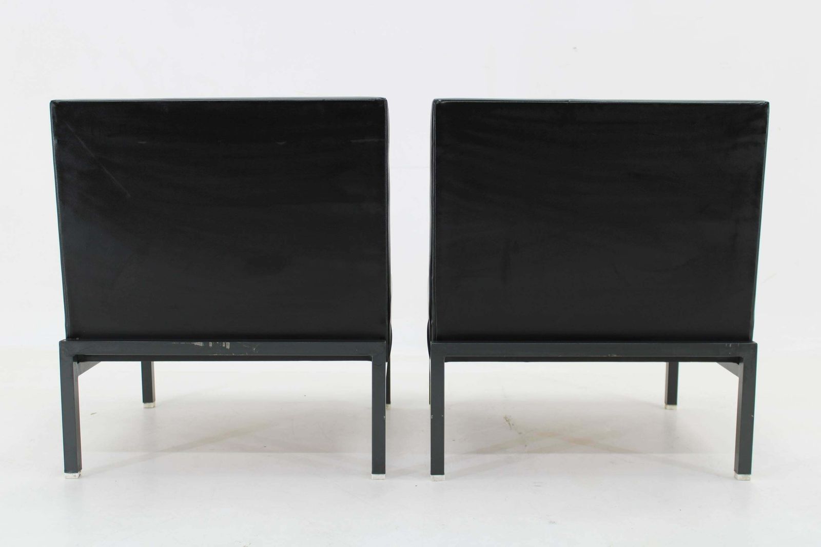 1970s Pair Of Leatherette Lounge Chairs Czechoslovakia photo vintage