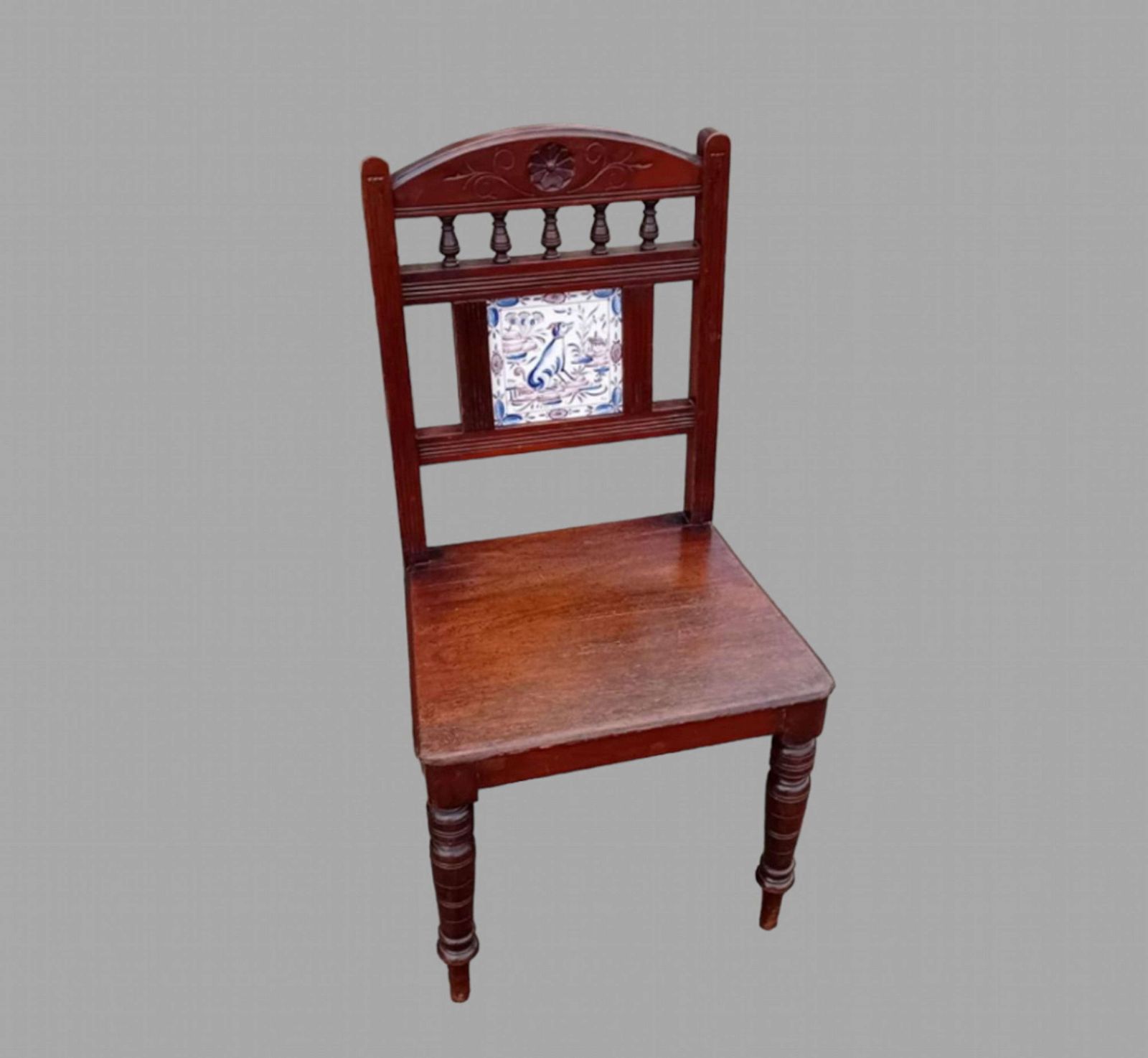 An Attractive Mahogany Tiled Back Hall Chair photo Furniture