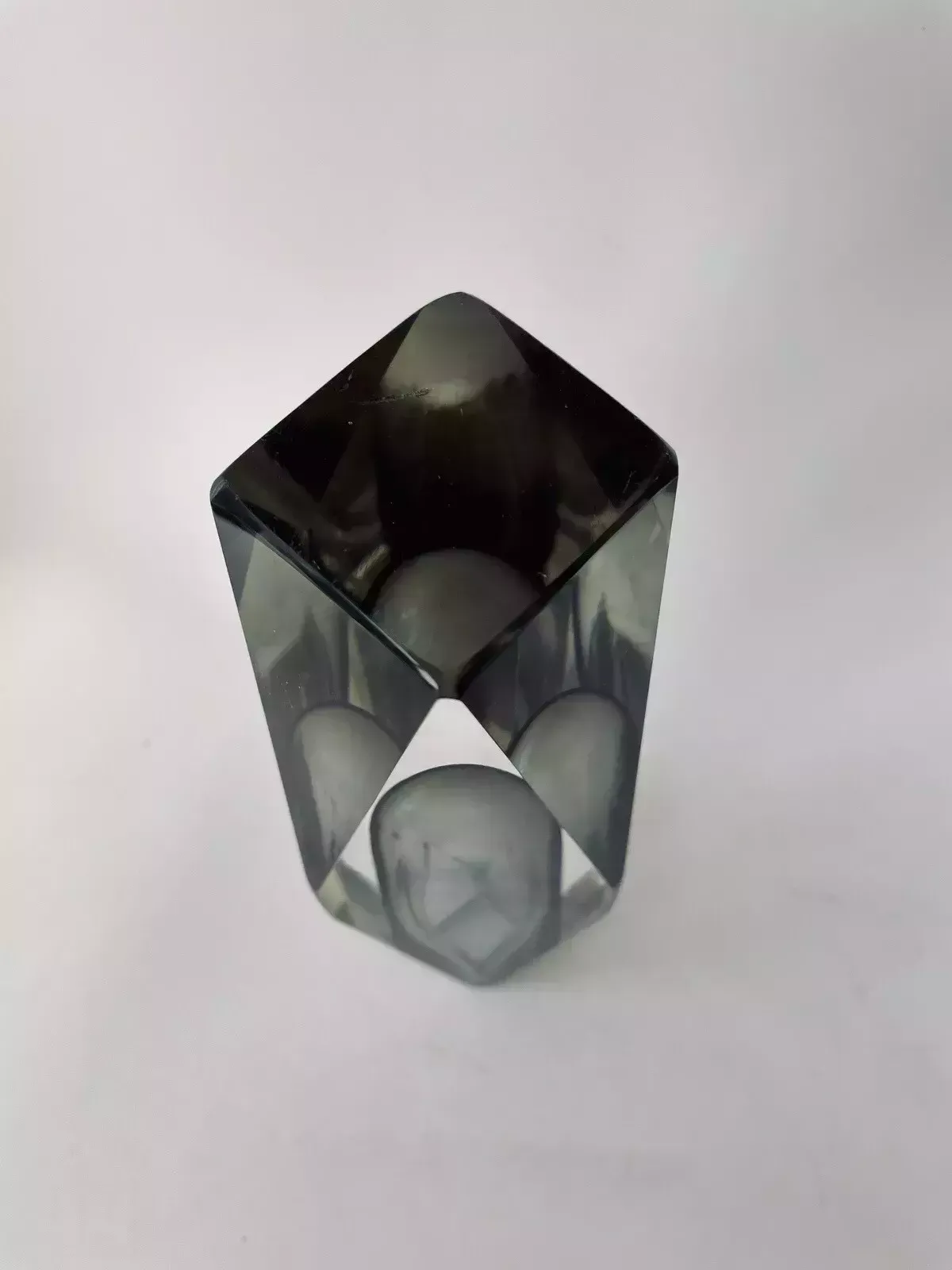 1960s Faceted Murano Sommerso Smoke Grey Vase, Flavio Poli? photo vintage
