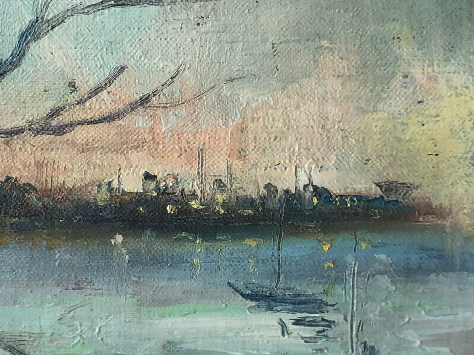 Ingelise Rasmussen Original Oil On Plate Danish Mid Century Painting With Motive Of Naked Tree At A Beach photo buy