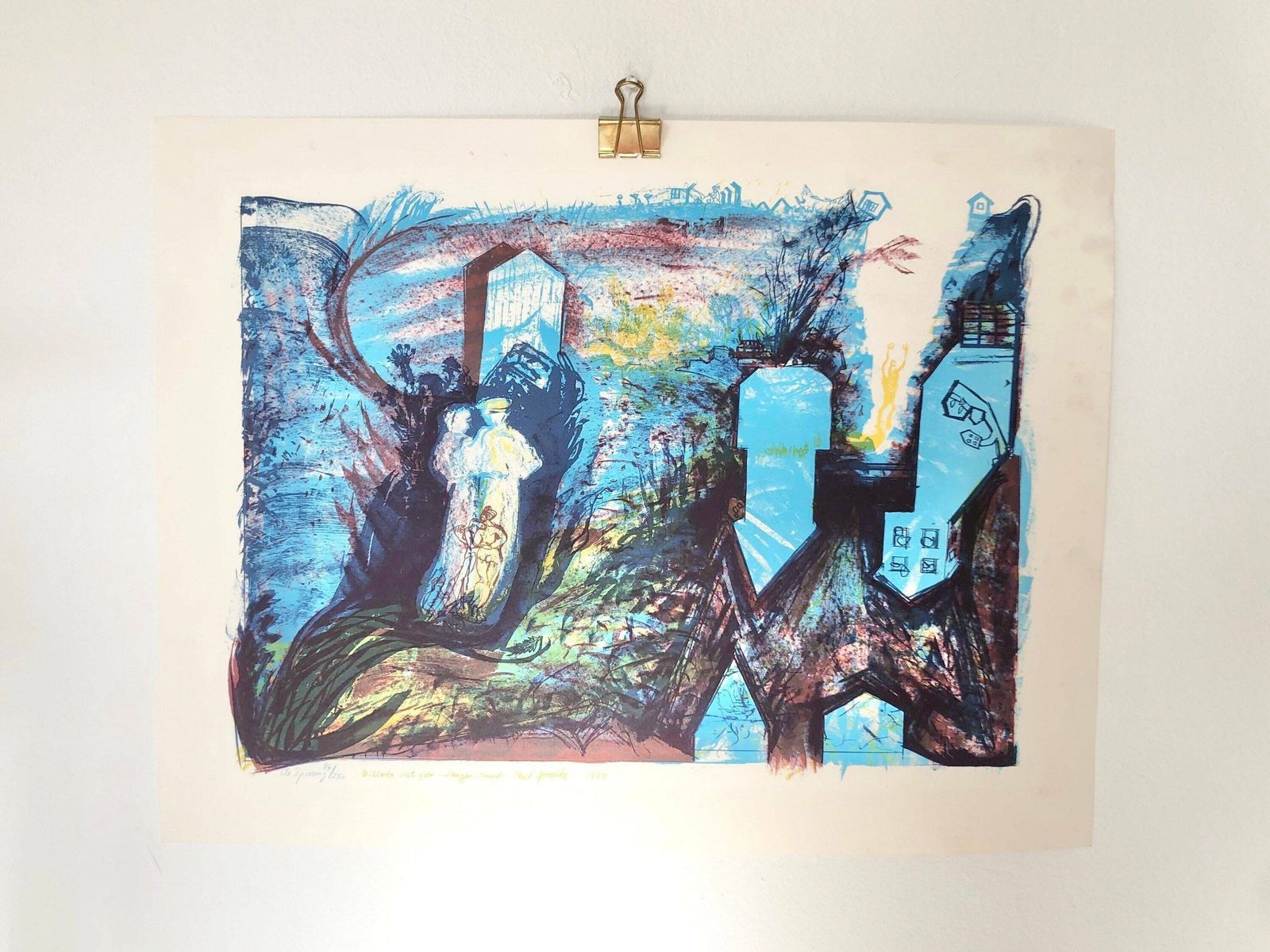 Ole Sporring (1941 2019) Vintage Original Lithograph   Abstract Expressionist Art By Renowned Artist From Denmark
