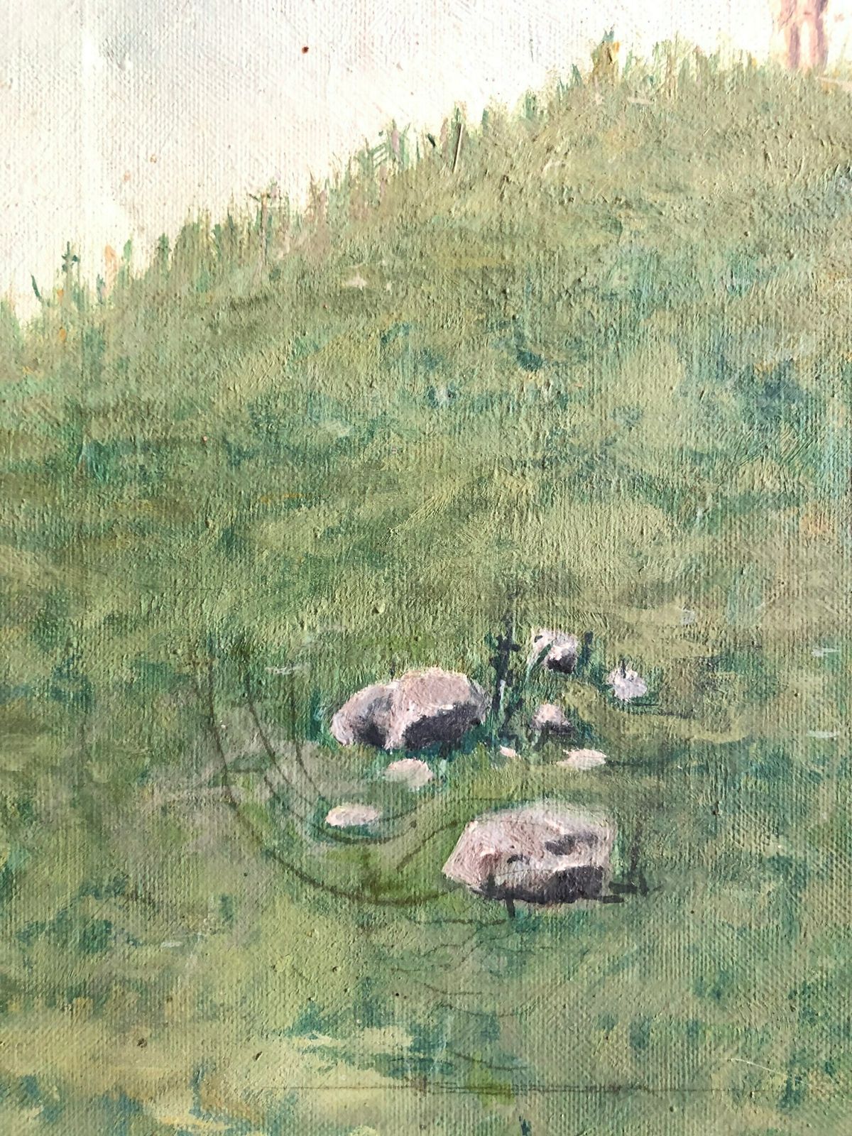 Danish Original Painting From 1975 By Finn Johansen With Motive Of Man With Sunglasses And Nude Woman In The Background photo 253.0