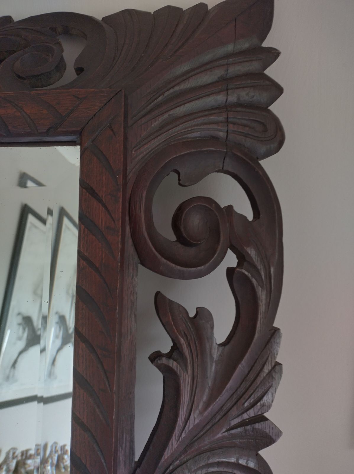 Oak Carved Mirror photo Home Decor
