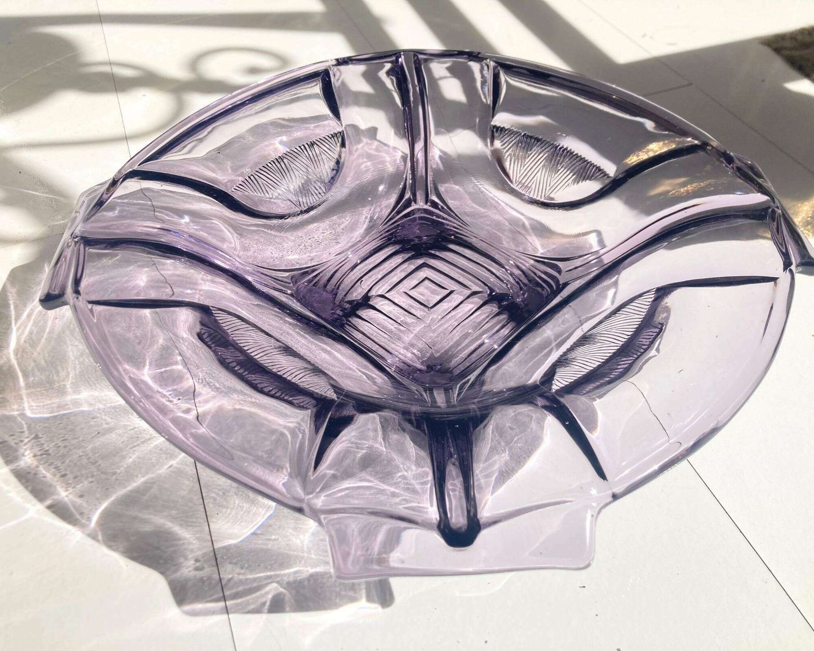 Large Lavender Bowl | Belgium Antique Purple Fruit Dish | 12.99" (33cm) photo furniture