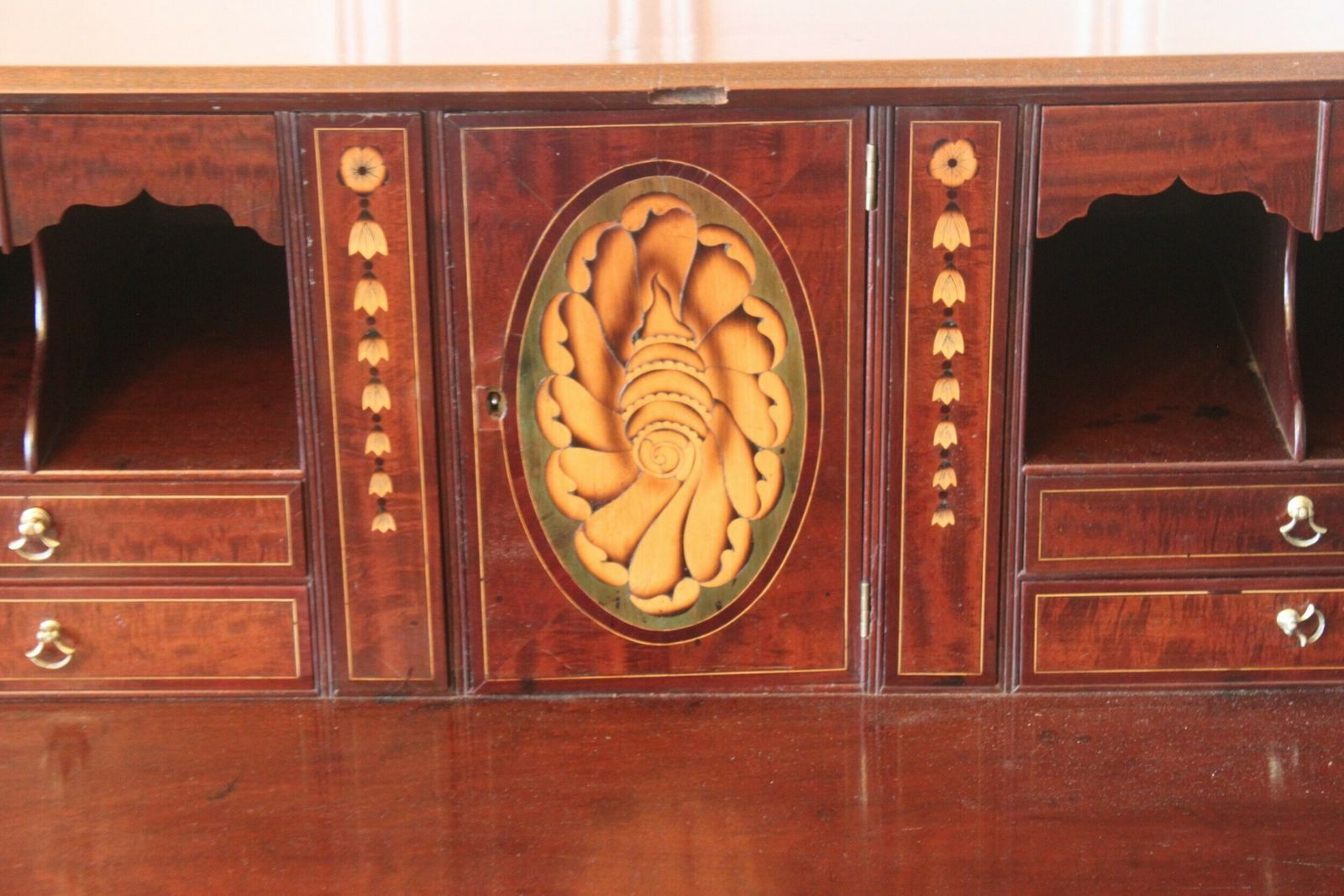 A Large George III Mahogany Bureau With Fitted Interior photo for sale