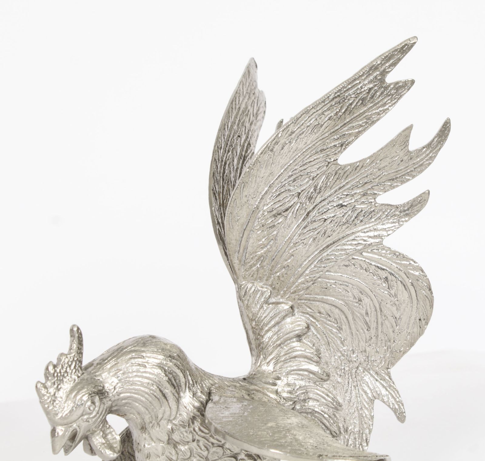 photo furniture Antique Pair Italian Silver Plated Fighting Cockerels  20th C