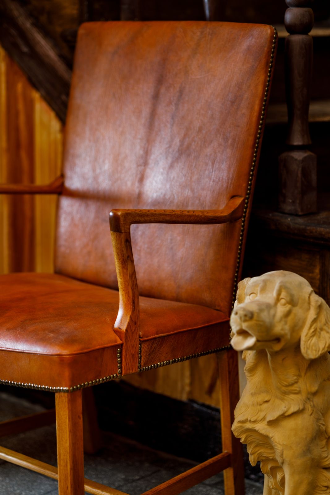 Hans J. Wegner  Niger Leather Upholstered Armchair photo for sale