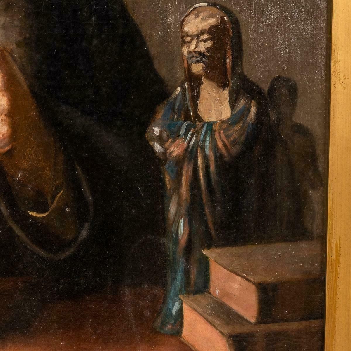 photo vinterior Oil On Canvas Painting Of An Antiques Dealer, Stamped P. Aprin