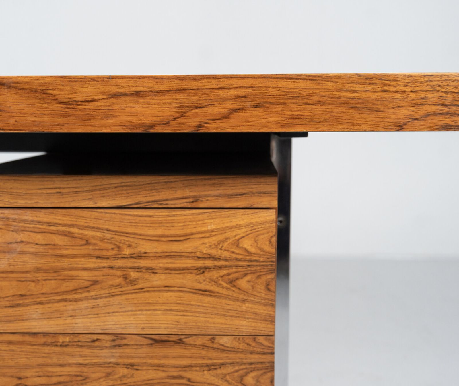 Mid Century Modern Wooden And Chrome Desk, Italy, 1970s photo vinterior