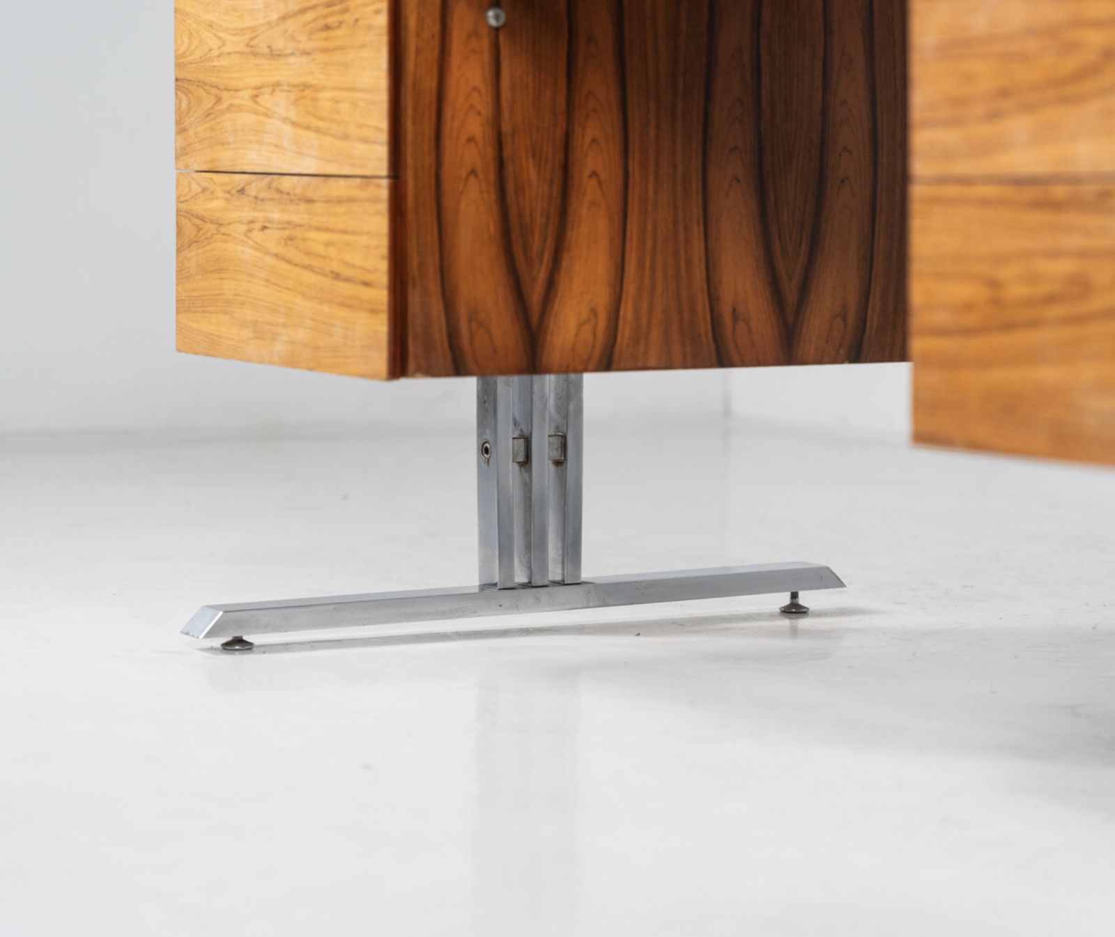 3660.0 Mid Century Modern Wooden And Chrome Desk, Italy, 1970s photo