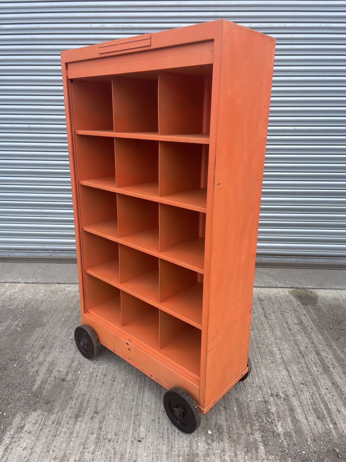 1960s Factory Pigeon Holes On Wheels photo furniture