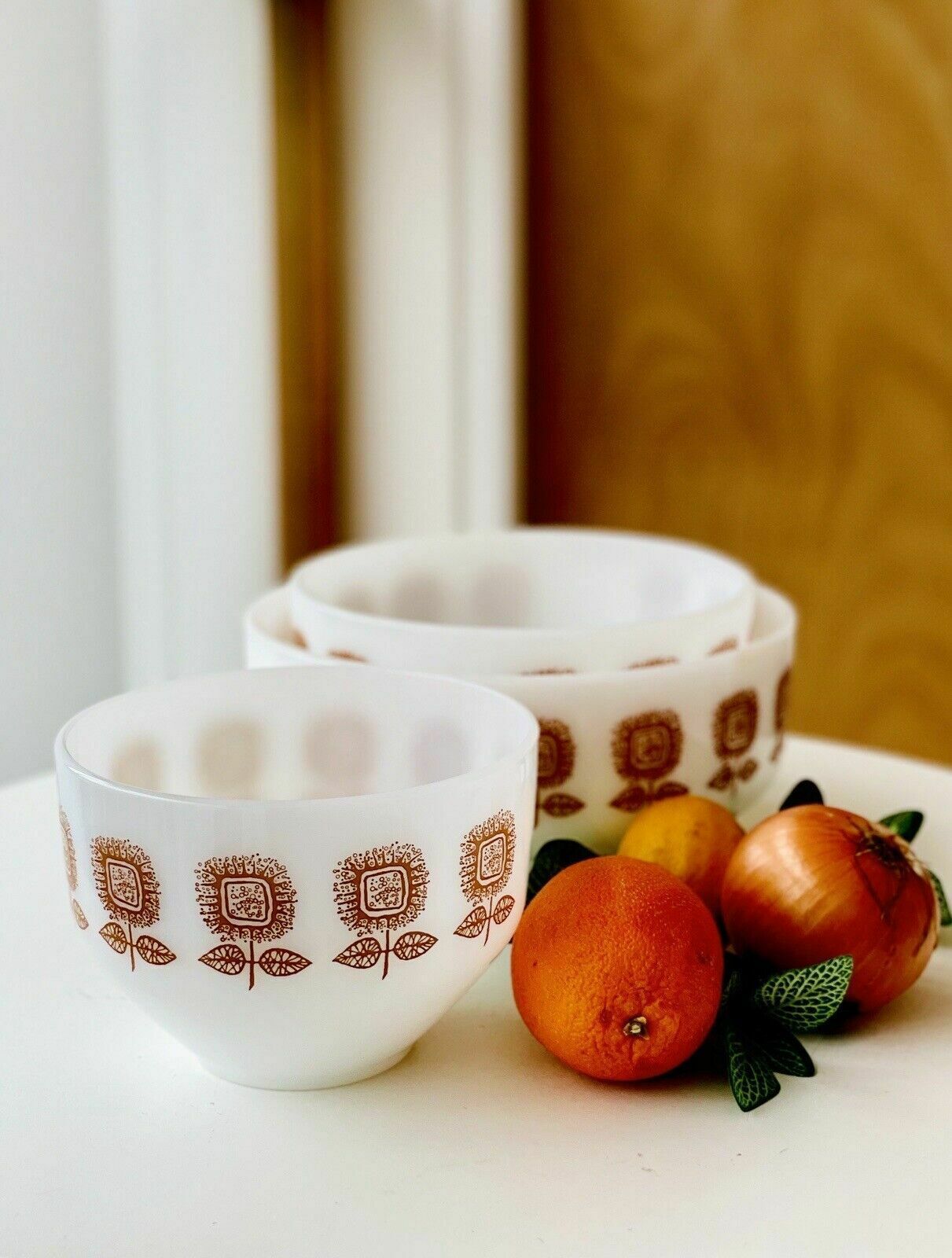 3 Vintage Federal Connoisseur Sunflower Mixing Bowls From The 1960s. photo vinterior