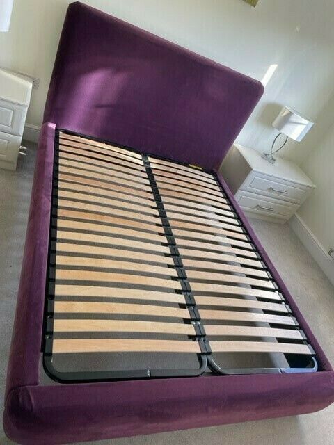 Loaf King Size 'Cookie' Bed In 'Drenched Damsons (Purple) Luxurious Clever Velvet