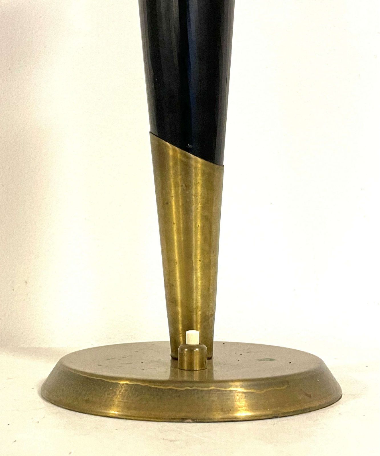 Danish Vintage Elegant 1930s Art Deco Table Lamp With Brass And Wooden Base And Gorgeous White Pleated Shade With Lace Ribbons photo vinterior