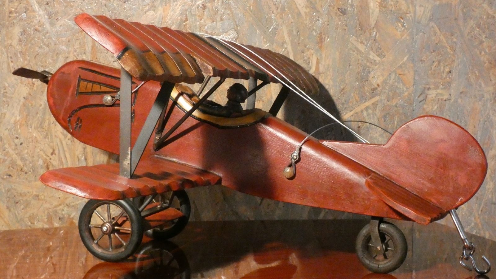 Hand Painted Wooden Francesco Baracca Spad S.XIII Model Plane, Italy, 1940s photo for sale