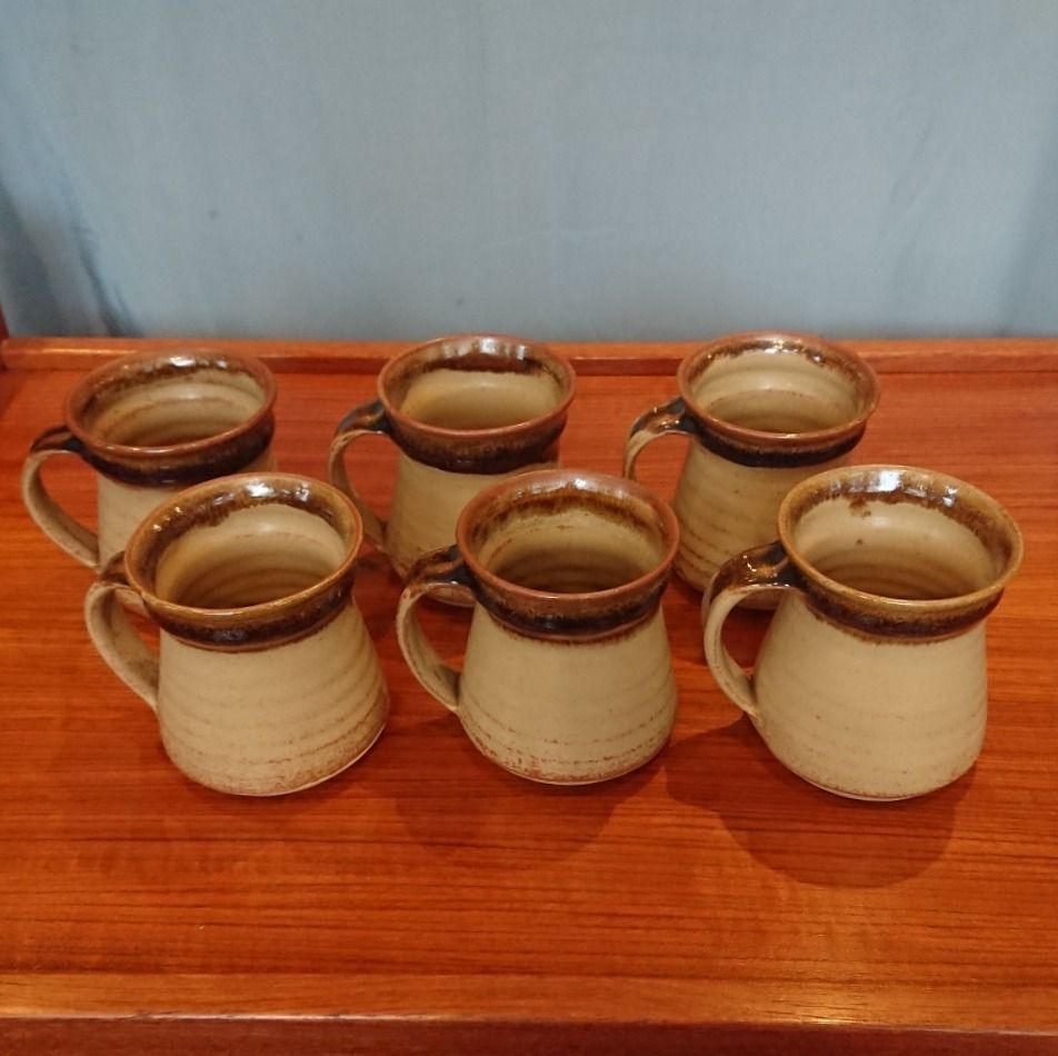 Set Of Six Matching Studio Pottery Mugs By Ernest Bernard Jones photo furniture