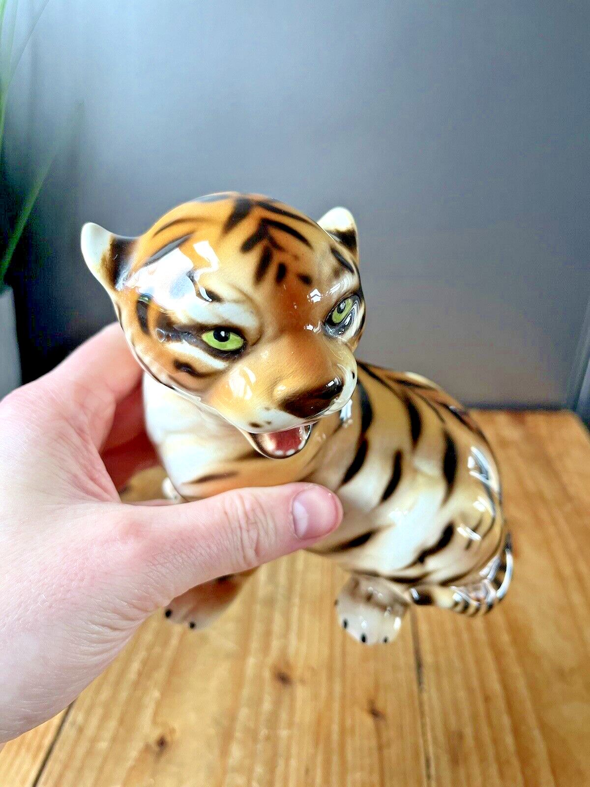 photo for sale Mid Century 50s Italian Bassano Ceramics Hollywood Glam Tiger Cub Ornament Italy