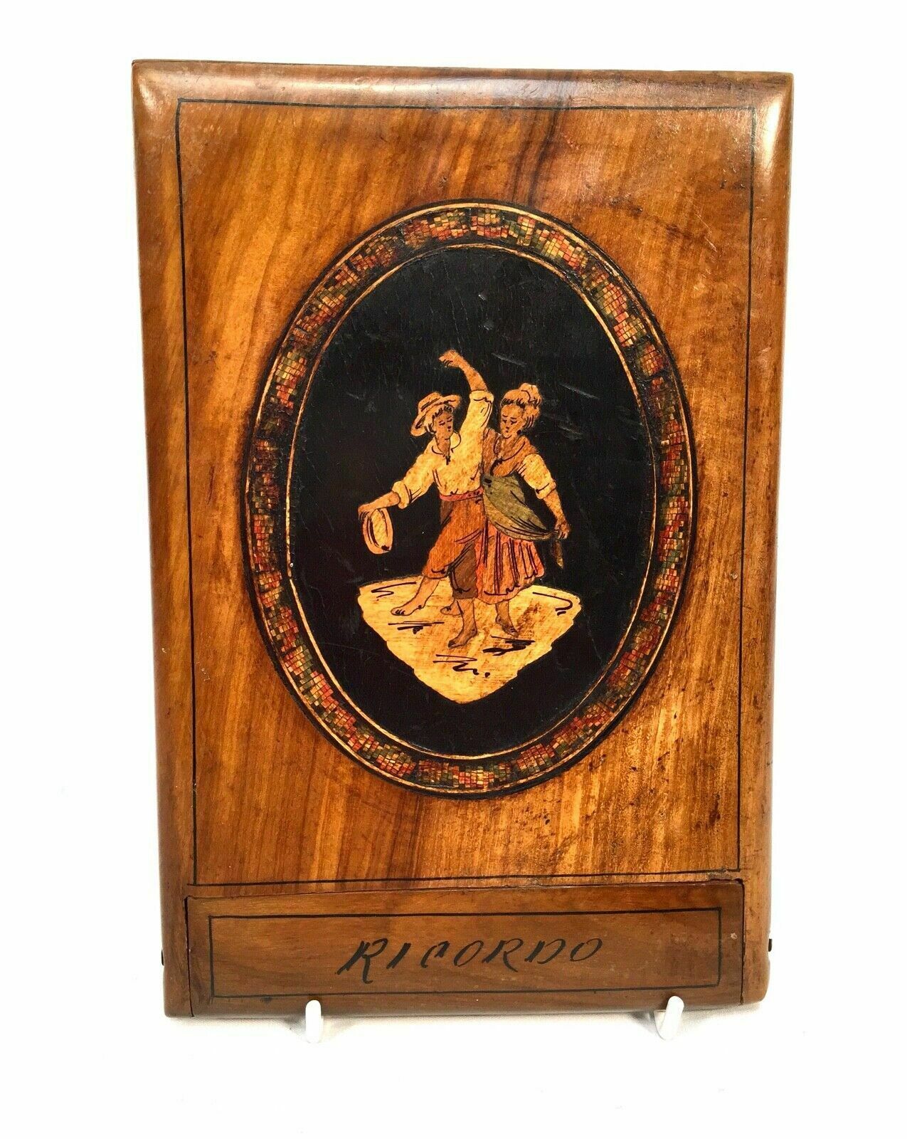Antique Wooden Olive Wood Sorento Ware Travel Mirror / Italian C.1900 photo furniture